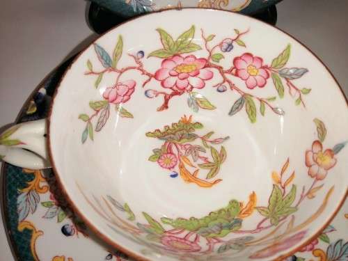ANTIQUE French Porcelain Trio Sarreguemines, Large Porcelain Breakfast no.215