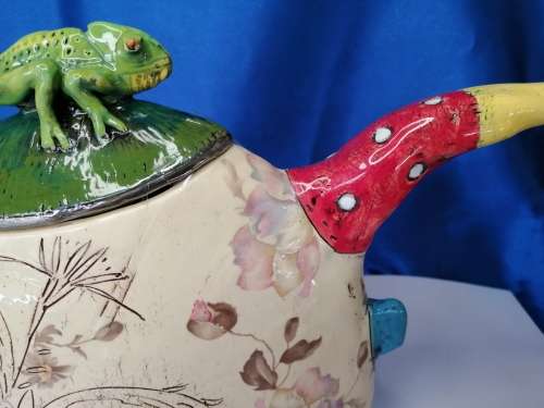 Rika Senekal Hand-Made Hand-Painted one of a kind Ceramic Tea Pot