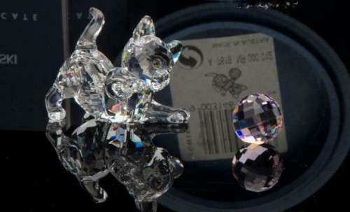 Swarovski Silver Crystal Kitten Cat Playing -631856