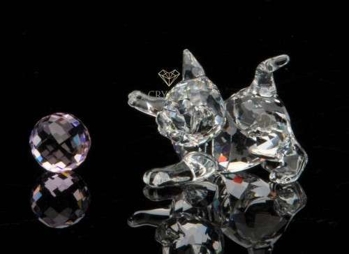 Swarovski Silver Crystal Kitten Cat Playing -631856