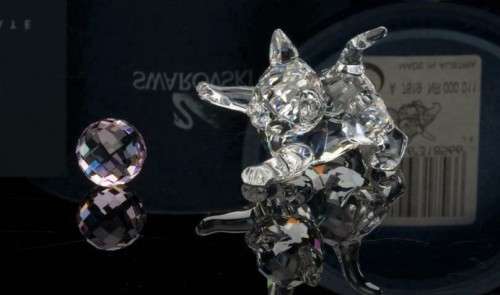 Swarovski Silver Crystal Kitten Cat Playing -631856