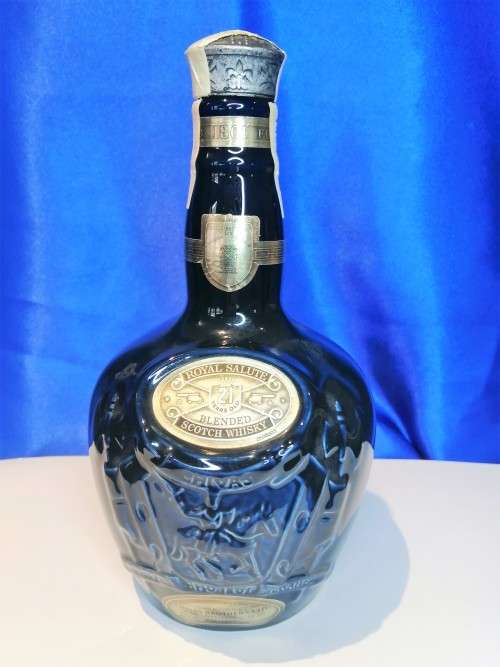 Vintage CHIVAS BROTHERS ROYAL SALUTE SCOTCH WHISKY Blue Bottle - WADE #