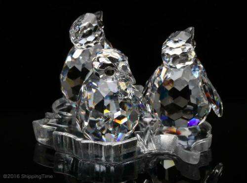 SWAROVSKI SILVER CRYSTAL `BABY PENGUINS SET 3` 209588  *