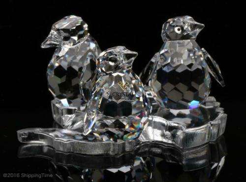 SWAROVSKI SILVER CRYSTAL `BABY PENGUINS SET 3` 209588  *