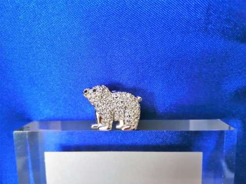 Swarovski SCS Silver Crystal 2012 Event Polar Bear Pin Brooch