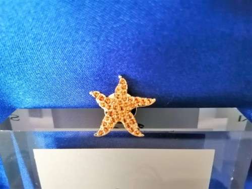 Swarovski Crystal Goldtone Starfish Pin Orange Tobaz Crystals