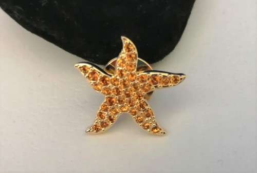 Swarovski Crystal Goldtone Starfish Pin Orange Tobaz Crystals