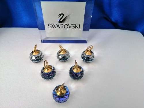 Swarovski Crystal Set of 6 Place Card Holders Bermuda Blue Colo