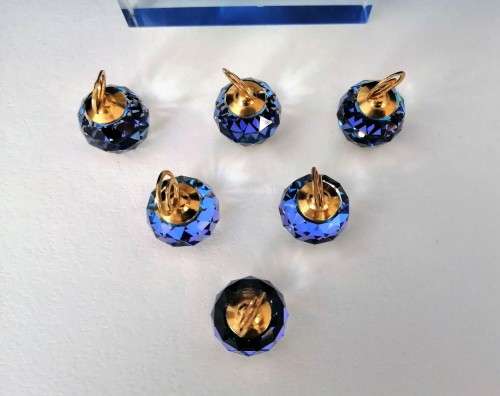 Swarovski Crystal Set of 6 Place Card Holders Bermuda Blue Colo