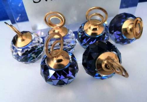 Swarovski Crystal Set of 6 Place Card Holders Bermuda Blue Colo