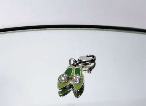 Swarovski Crystal Charm Bracelet Clip On Charm Green Shoes