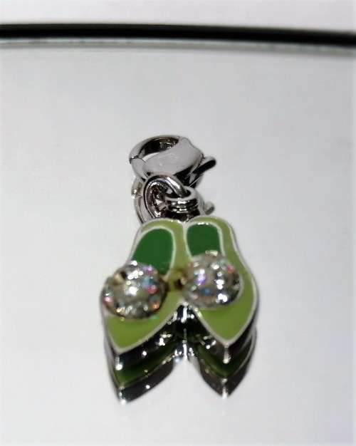 Swarovski Crystal Charm Bracelet Clip On Charm Green Shoes