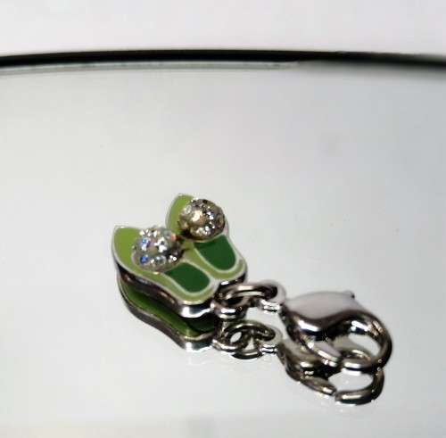 Swarovski Crystal Charm Bracelet Clip On Charm Green Shoes