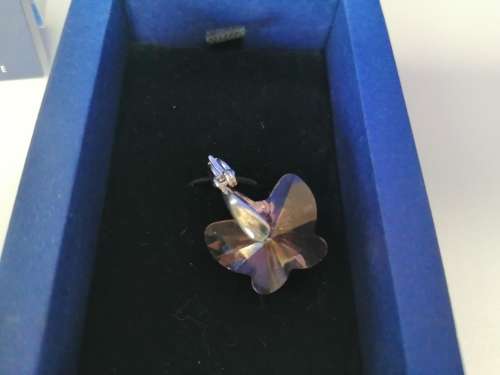 Swarovski Crystal Clip On Charm Light Rose Pink Crystal Butterfly Rhodium Plated