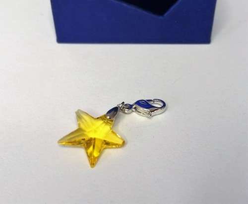 Swarovski Crystal Charm Bracelet Clip On Yellow Butterfly