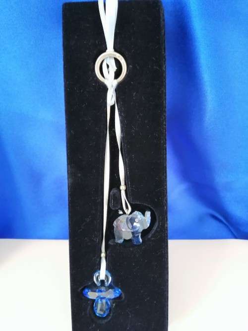 Swarovski Crystal Sweet Dreams in Light Sapphir Crystal Pacifier and Elephant