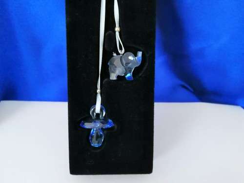 Swarovski Crystal Sweet Dreams in Light Sapphir Crystal Pacifier and Elephant