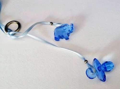 Swarovski Crystal Sweet Dreams in Light Sapphir Crystal Pacifier and Elephant