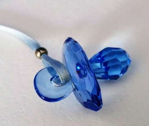 Swarovski Crystal Sweet Dreams in Light Sapphir Crystal Pacifier and Elephant