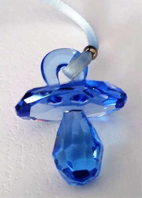 Swarovski Crystal Sweet Dreams in Light Sapphir Crystal Pacifier and Elephant