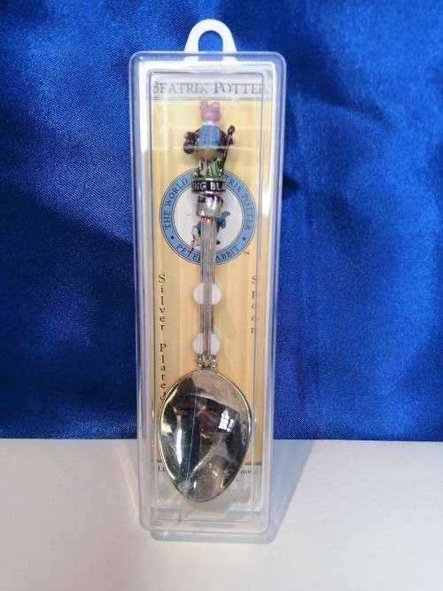 Vintage Pigling Bland 1993 Beatrix Potter Silver Plated Baby Spoon, Hand painted
