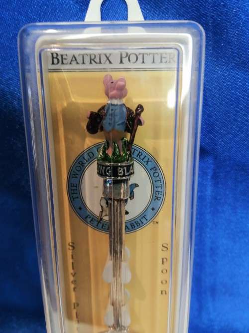 Vintage Pigling Bland 1993 Beatrix Potter Silver Plated Baby Spoon, Hand painted