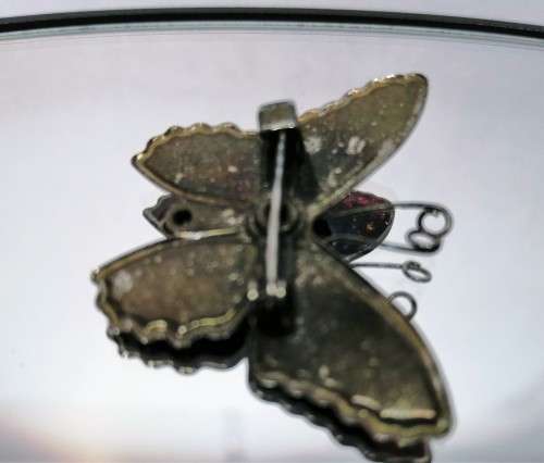 Beautiful Vintage Blue Color Enamel Butterfly Brooch #