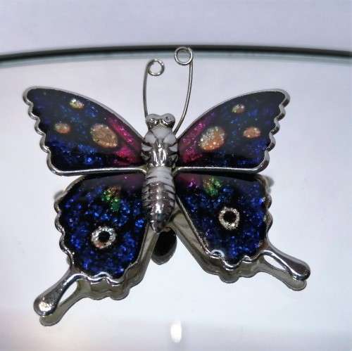 Beautiful Vintage Multi Color Enamel Butterfly Brooch