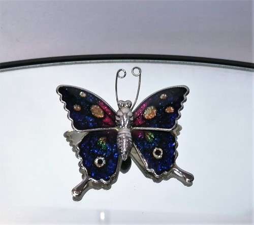 Beautiful Vintage Multi Color Enamel Butterfly Brooch
