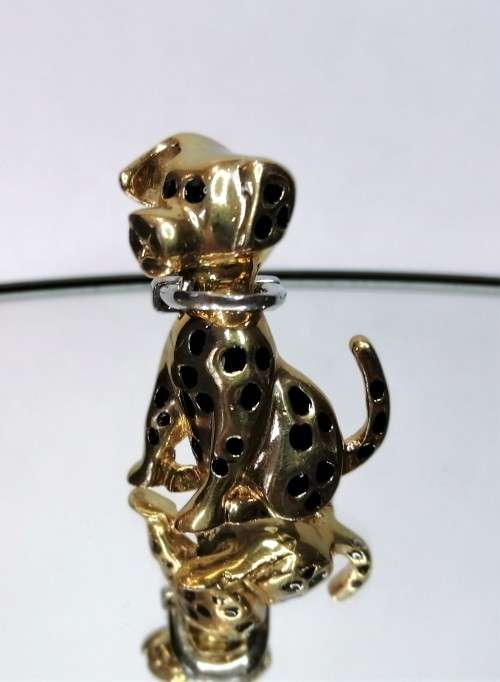 Beautiful Vintage Dog with Silver Collar Pin
