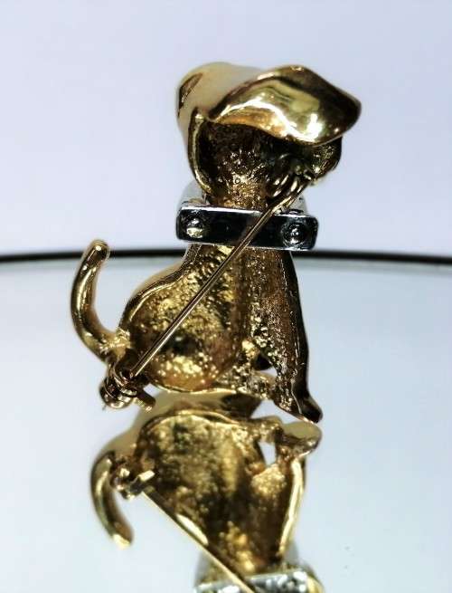 Beautiful Vintage Dog with Silver Collar Pin
