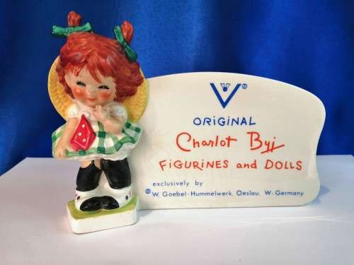 Charlot Byi Figurines and Dolls Goebel Advertising Display Sign Red Headed Girl 1966