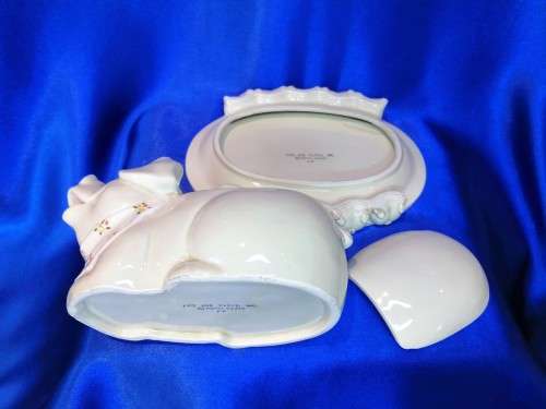 Vintage 1983 Fitz and Floyd Porcelain Pig For the French Market Serving Dish and Plate #