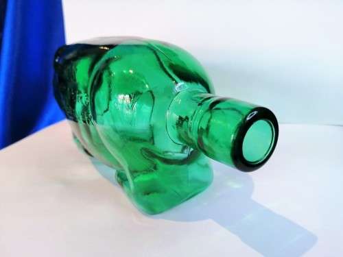 Vintage Suffolk Bitters Green Glass Figural Pig Bottle #