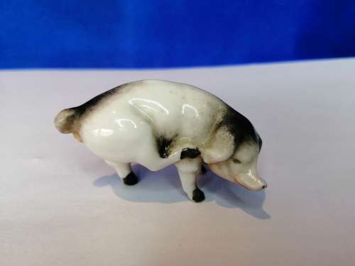 ANTIQUE Old Porcelain Bisque Miniature Pig