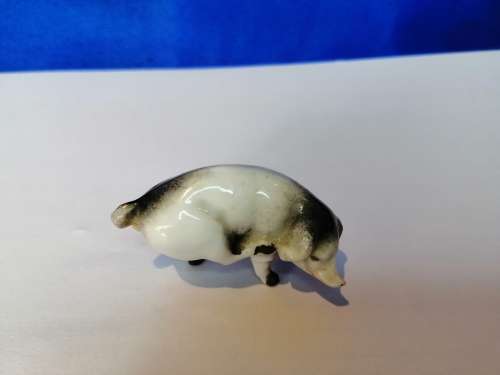 ANTIQUE Old Porcelain Bisque Miniature Pig
