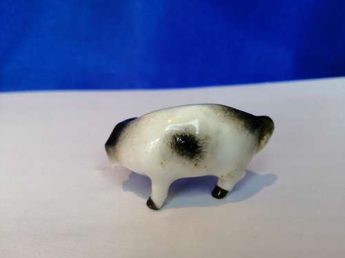 ANTIQUE Old Porcelain Bisque Miniature Pig