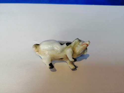 ANTIQUE Old Porcelain Bisque Miniature Pig