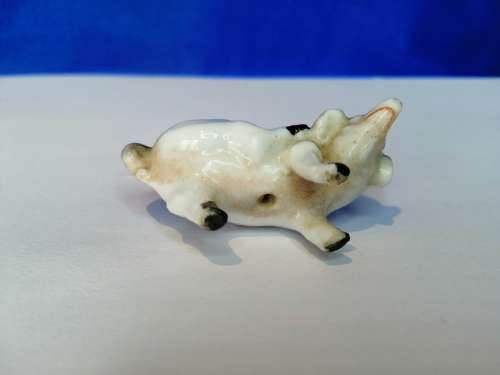 ANTIQUE Old Porcelain Bisque Miniature Pig