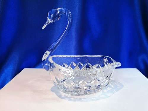Stunning Cut Glass Crystal Swan Dish