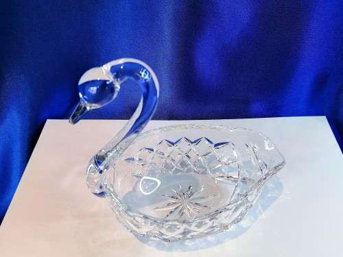 Stunning Cut Glass Crystal Swan Dish