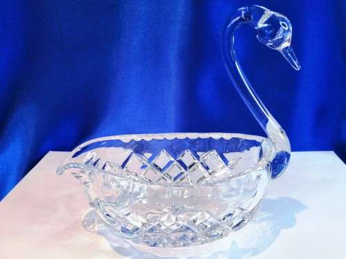 Stunning Cut Glass Crystal Swan Dish