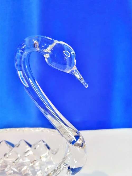 Stunning Cut Glass Crystal Swan Dish