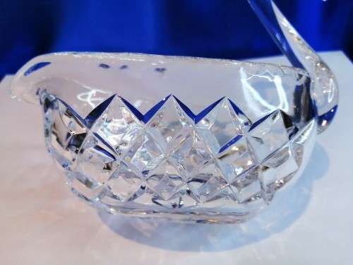 Stunning Cut Glass Crystal Swan Dish