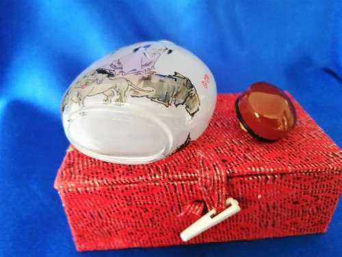 Chinese Hand Painted Pig Dog Stuff Bottle #