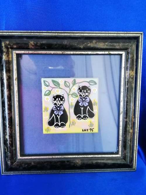 Sweet Framed Cat tile,Lilly 95 #
