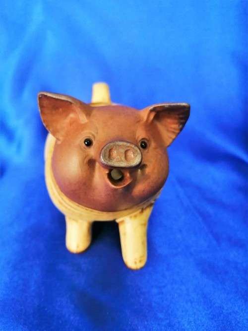 Vintage Two Tone Pottery Pig Milk Jug #