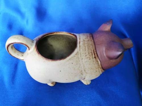 Vintage Two Tone Pottery Pig Milk Jug #