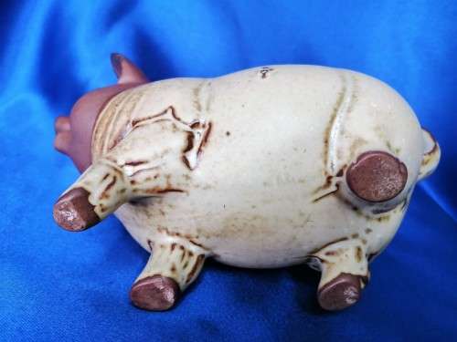Vintage Two Tone Pottery Pig Milk Jug #
