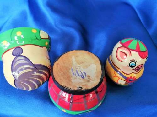 Vintage Wooden Nesting Dolls Pig #